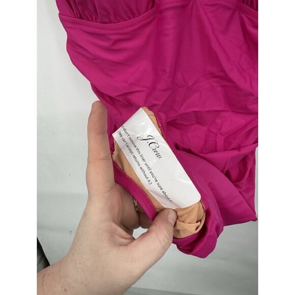 J. Crew Women's Pink Ruched V-Neck One-Piece Swimsuit Size 18 Poolside NEW - Picture 7 of 7